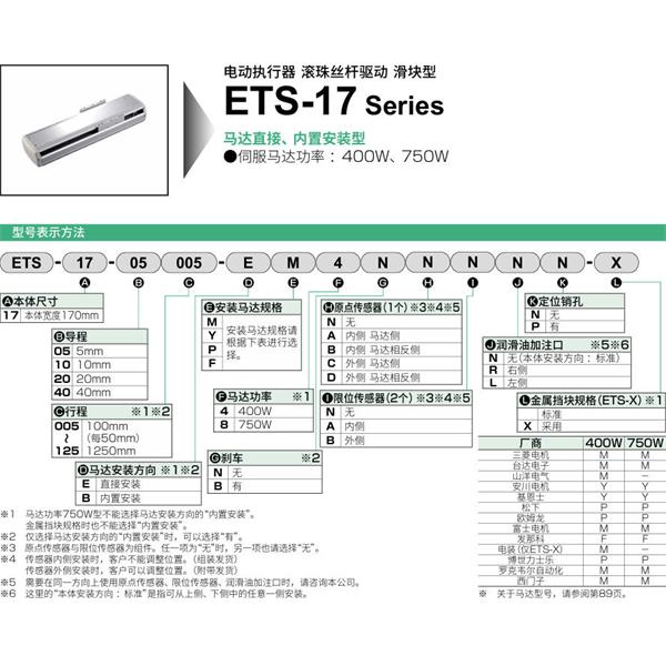 CKD喜開理電動執(zhí)行器（無馬達型）滑塊型ETS-17-20025-EM4NNNNN